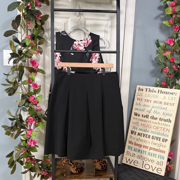 White House Black Market A-Line Skirt Black Pleated Office Career Cocktail - Picture 14 of 16